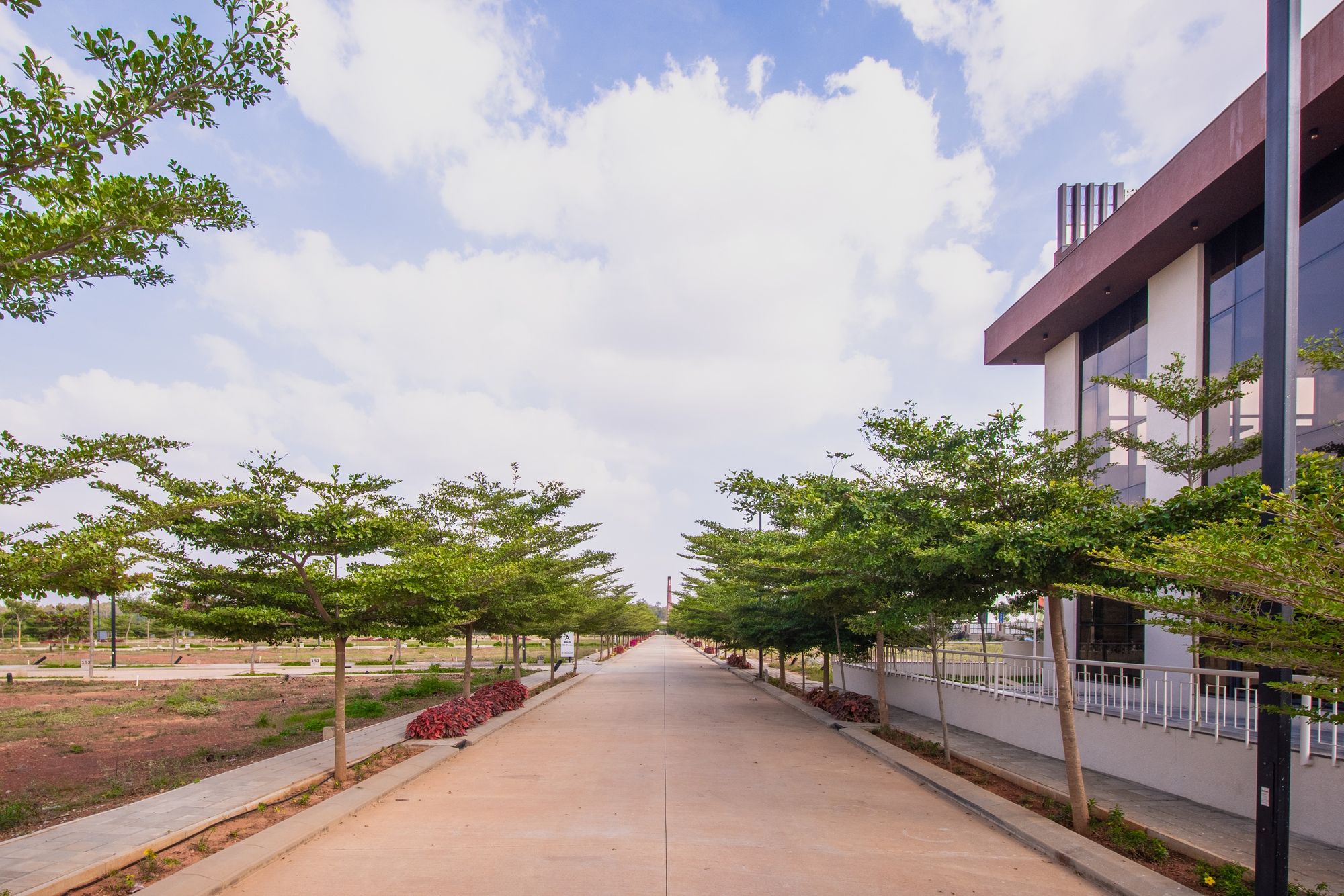 Internal street and clubhouse at Auraville, actual photograph